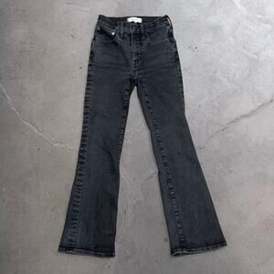 Madewell Mid-Rise Kick Out Jeans  24x26 Black Washed Flare Crop Denim